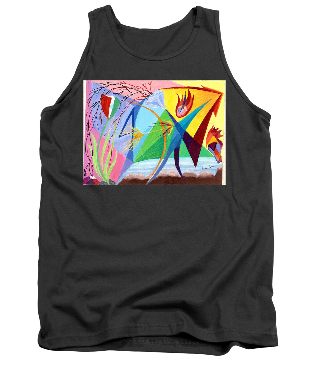 Eye Tank Top featuring the painting Golden Arrow by B Aswin Roshan