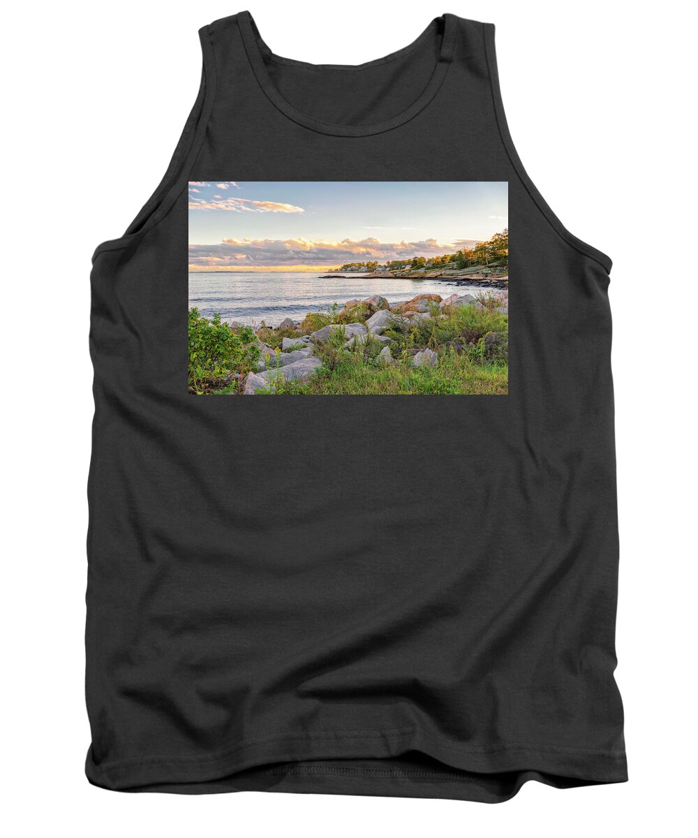 Atlantic Ocean Tank Top featuring the photograph Golden Sunlight at Rocky Neck by Marianne Campolongo