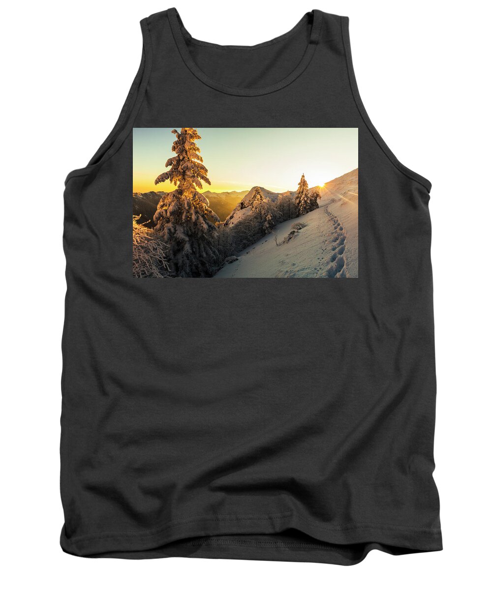 Balkan Mountains Tank Top featuring the photograph Golden Winter by Evgeni Dinev