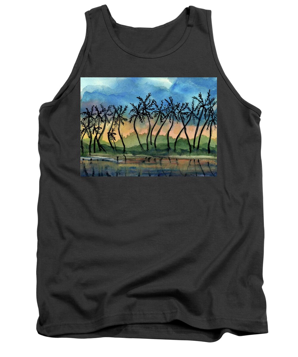 Evening Tank Top featuring the painting Good Night Hawaii Two by Randy Sprout