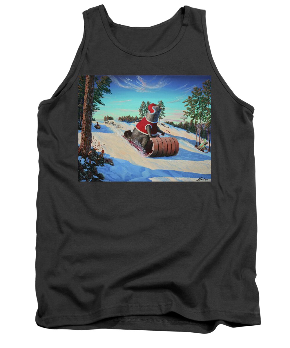 Beaver Tank Top featuring the painting Gravity by Michael Goguen