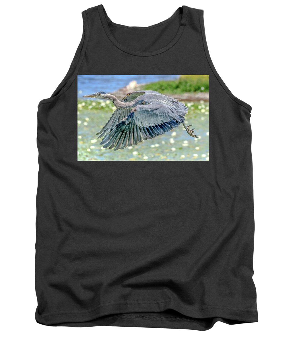 Blue Heron Tank Top featuring the photograph Great Blue Heron by Jerry Cahill