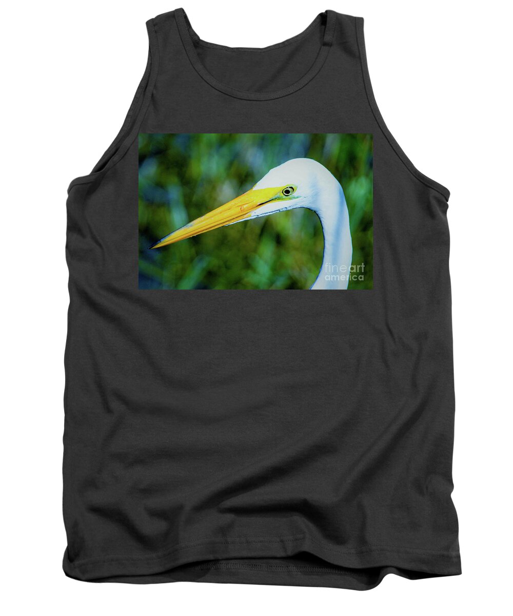 Great White Egret Tank Top featuring the photograph Great white egret profile in arctic blues by Joanne Carey