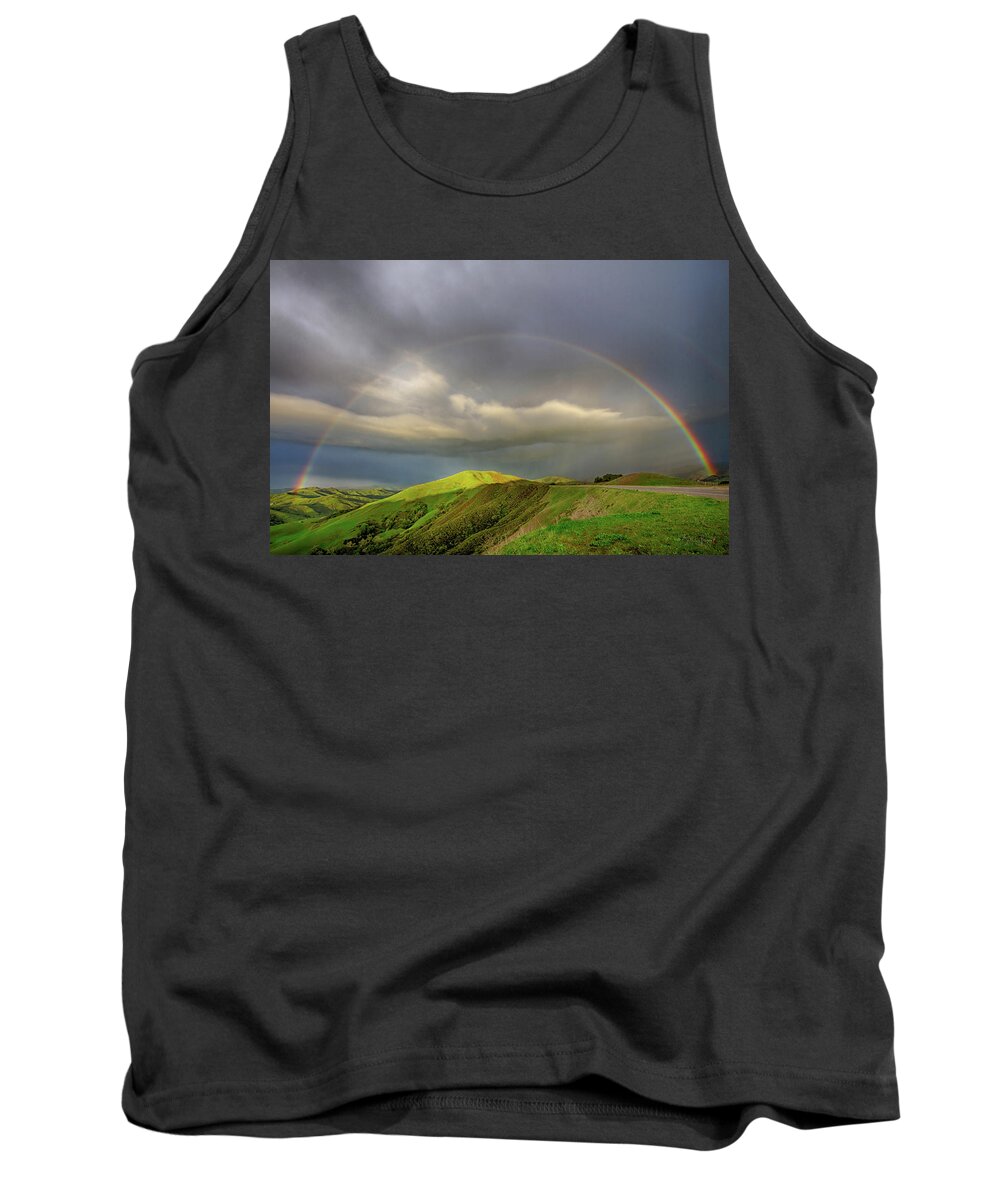 Clouds Tank Top featuring the photograph Green Valley Rainbow by Beth Sargent