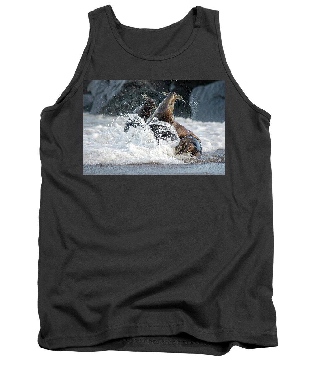 Grey Seals Tank Top featuring the photograph Grey Seals splashing about by Gareth Parkes