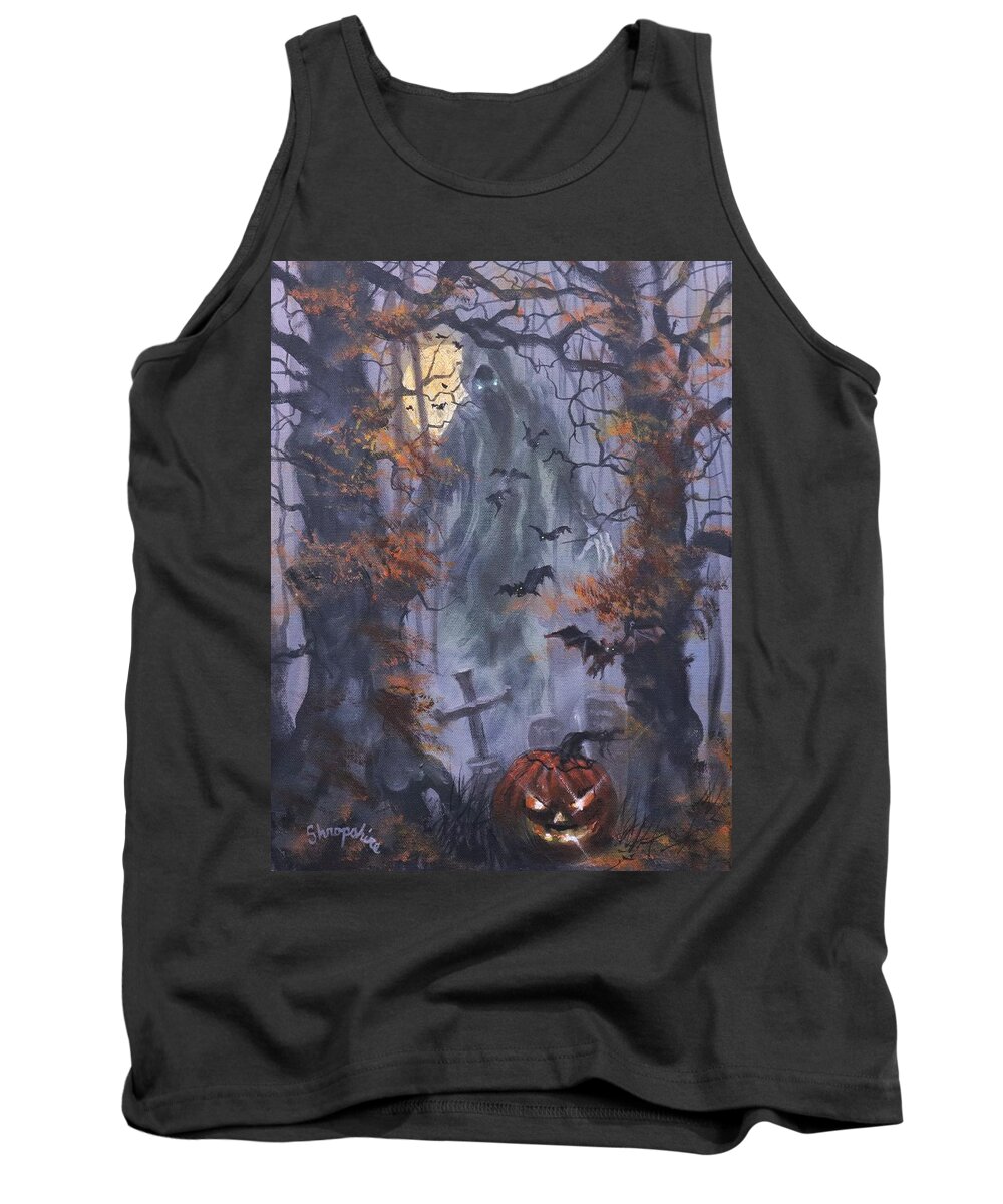 Halloween Specter Tank Top featuring the painting Halloween Specter by Tom Shropshire