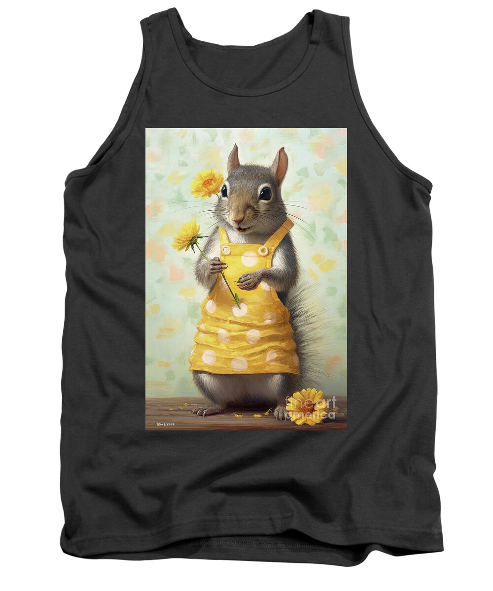 Squirrel Tank Top featuring the painting Happy Harlow by Tina LeCour