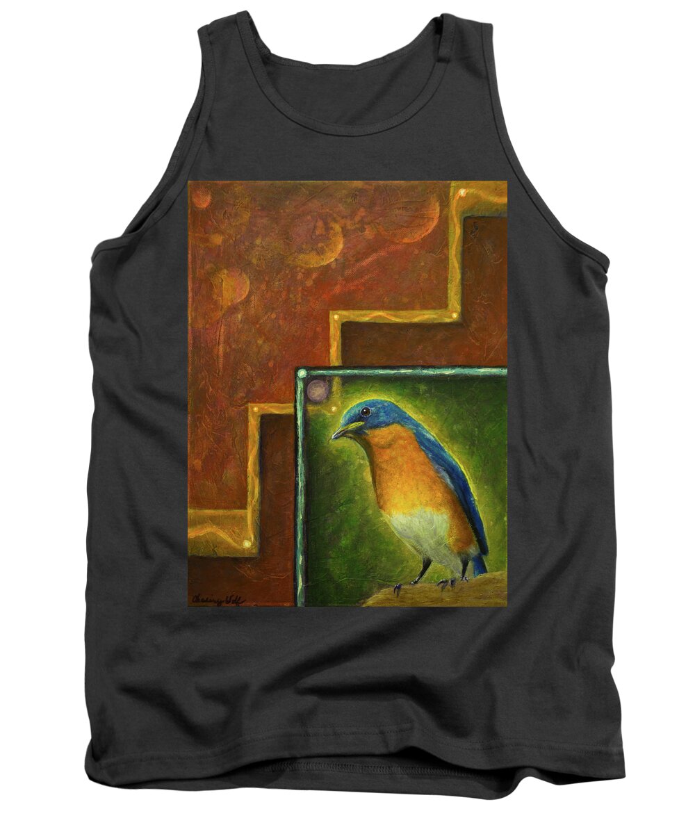 Bird Tank Top featuring the painting Harmony by Kevin Chasing Wolf Hutchins