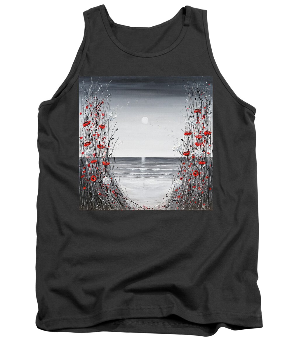 Red Poppies Tank Top featuring the painting Hazy Summer Beach by Amanda Dagg