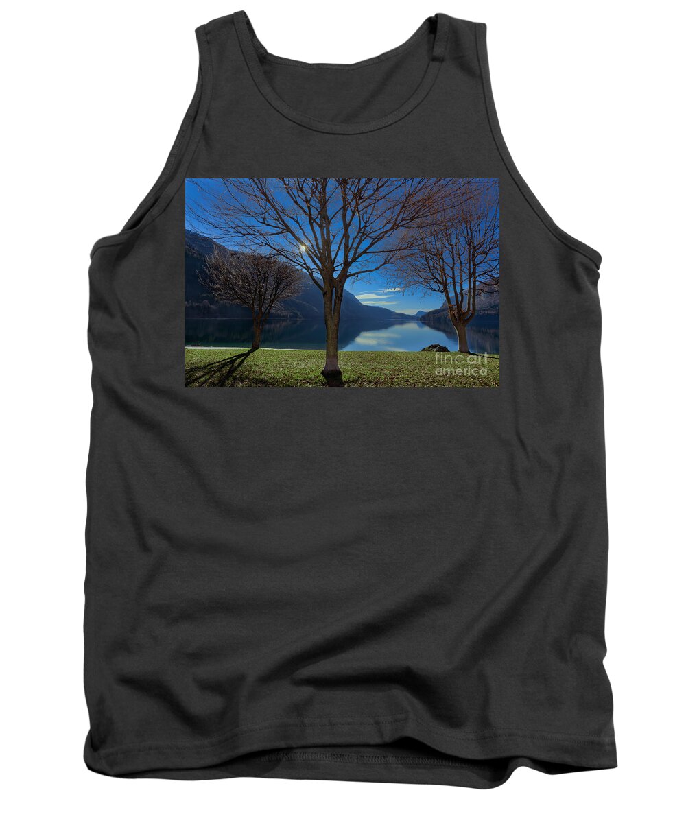 Lake Tank Top featuring the photograph The lake looks peacefully by The P