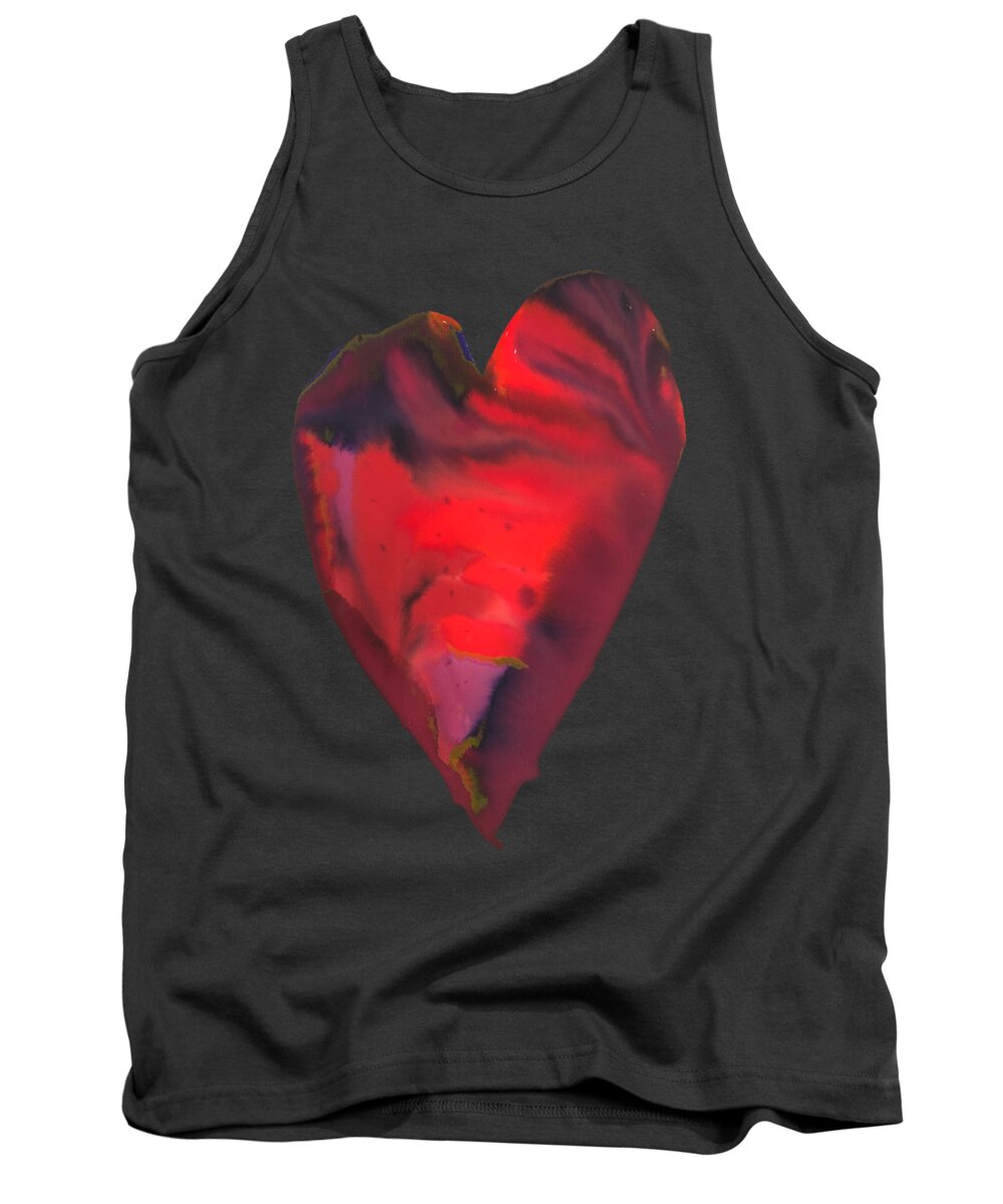Vibrant Tank Top featuring the painting Heart Swirl red purple by Sandy Rakowitz