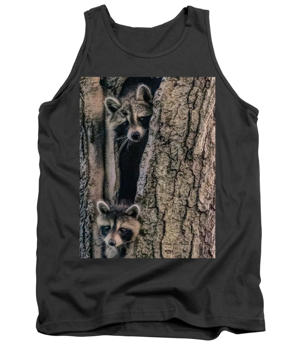 Racoon Tank Top featuring the photograph Hello Neighbor by ChelleAnne Paradis