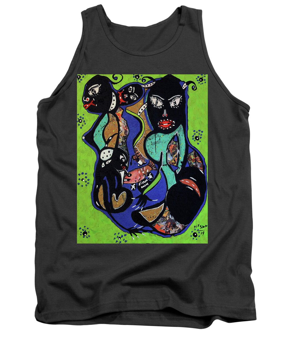 Soweto Tank Top featuring the painting Hello There by Nkuly Sibeko