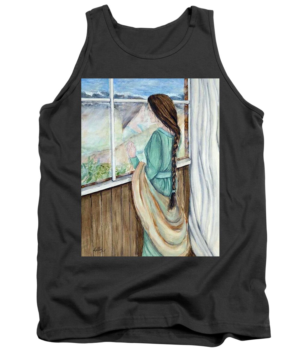 Young Girl Tank Top featuring the painting Her Dreams Are Out There by Kelly Mills