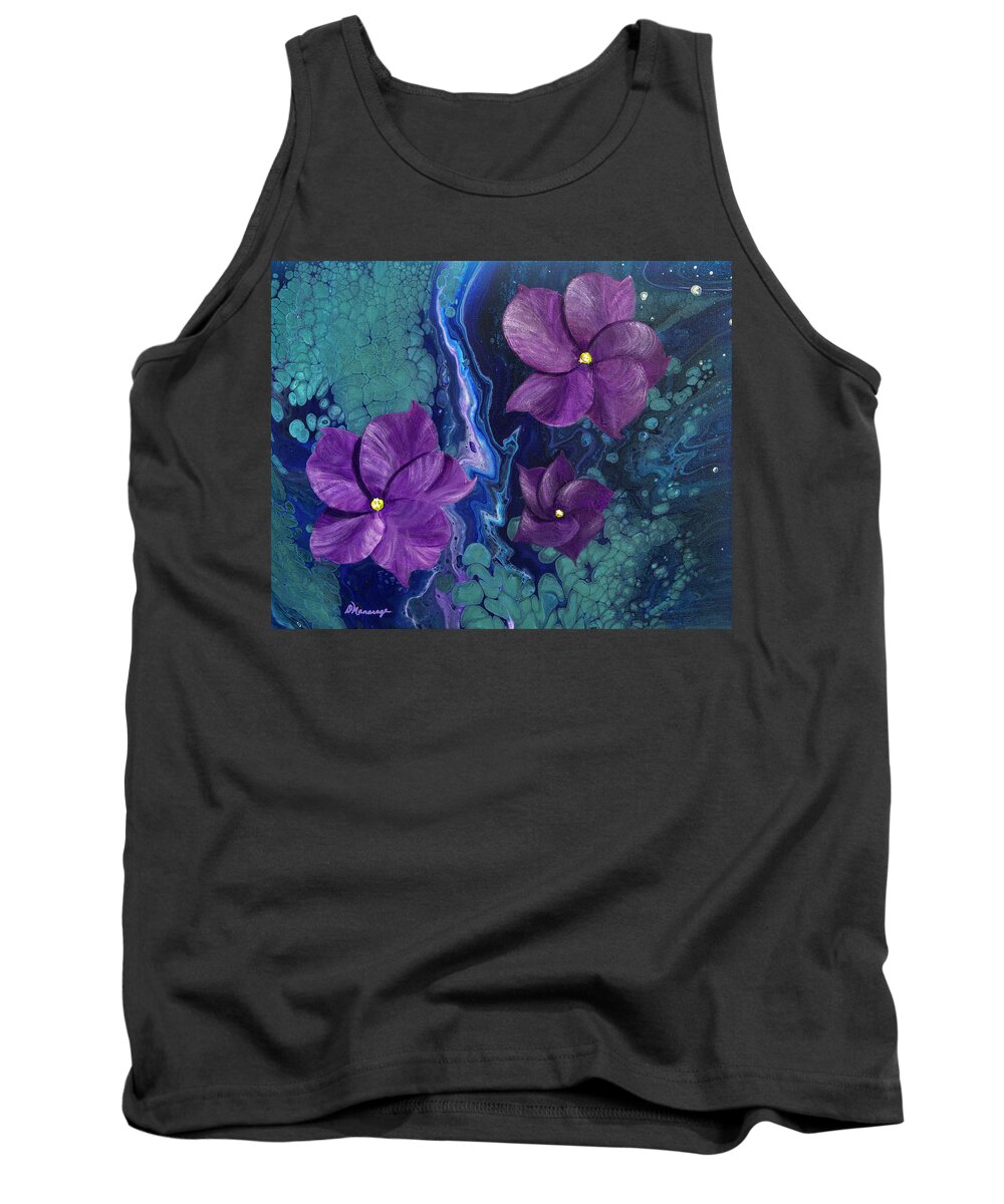 Blue Hibiscus Tank Top featuring the painting Hi, Biscus by Donna Manaraze