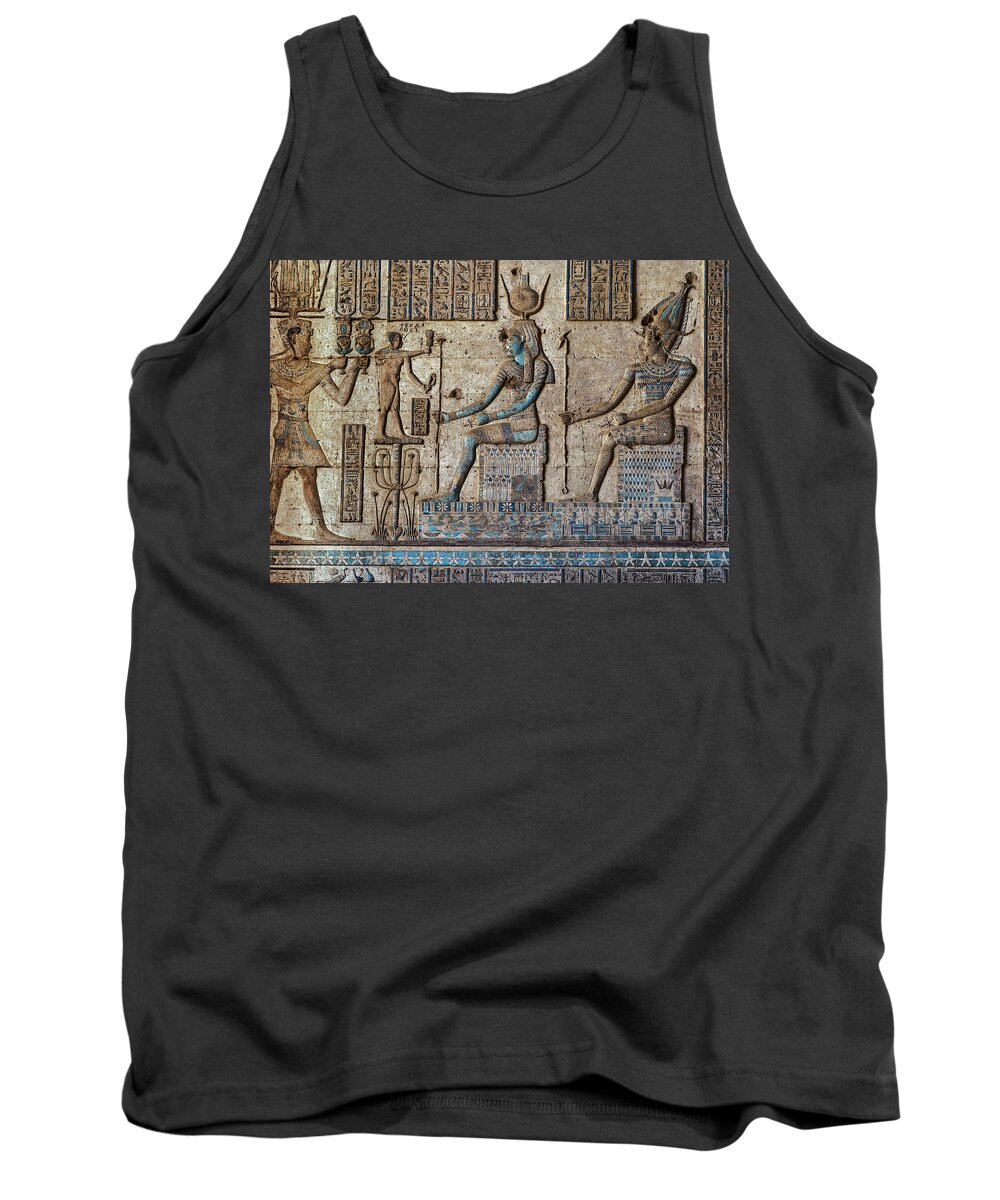 Egypt Tank Top featuring the relief Hieroglyphic carvings in egyptian temple by Mikhail Kokhanchikov