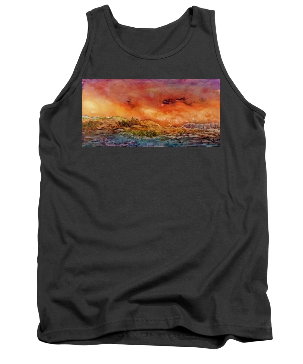 Storm Tank Top featuring the painting High Desert Storm by Angela Marinari