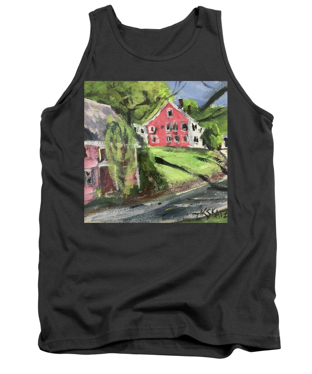 New England Tank Top featuring the painting High Street by Cyndie Katz