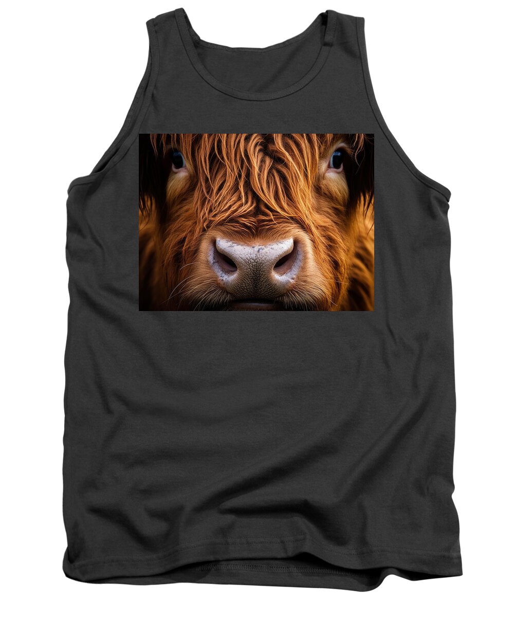 Highland Cow Tank Top featuring the photograph Highland Scottland Cow by Land of Dreams