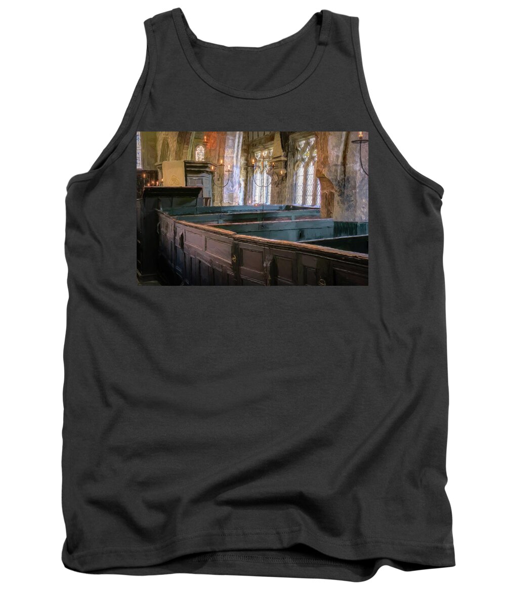 'ann Walker' Tank Top featuring the photograph Holy Trinity Church with painterly look by Sue Leonard