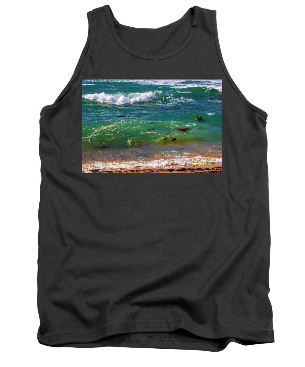 Honu Tank Top featuring the photograph Honu Playground by Anthony Jones