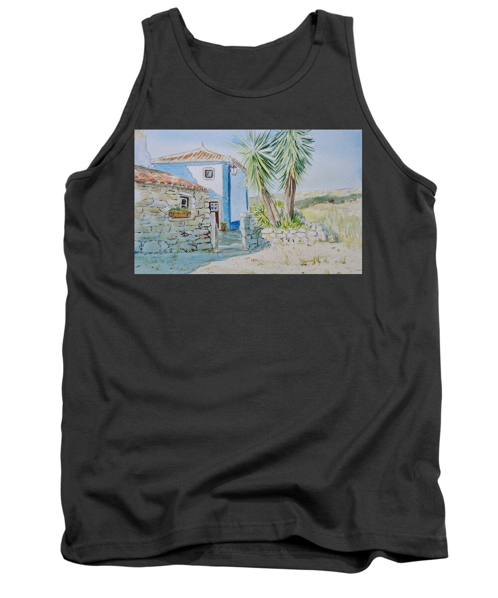 Portugal Tank Top featuring the painting House and Barn by Sandie Croft