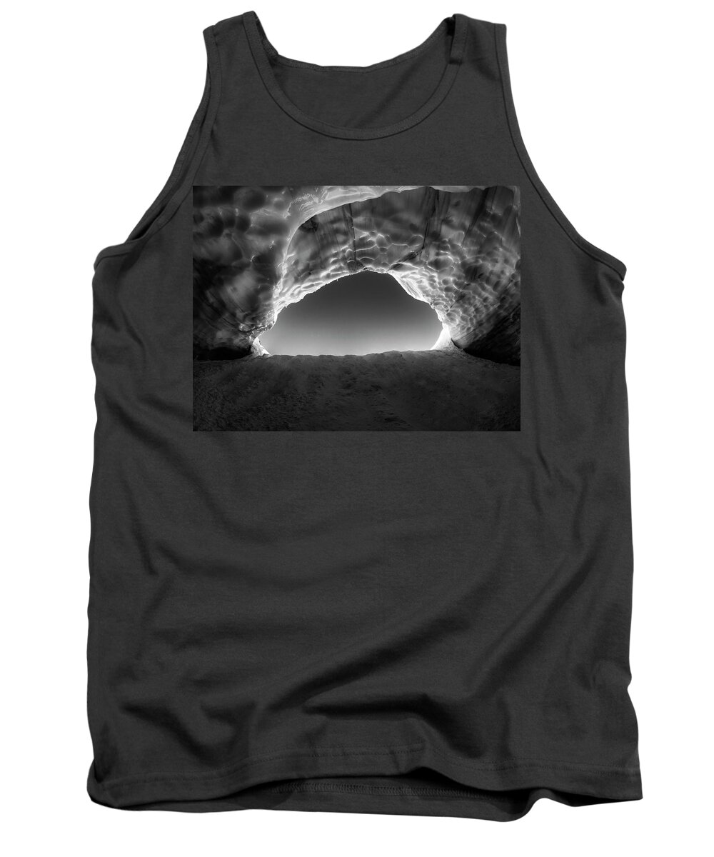 Extreme Tank Top featuring the photograph Ice Cave Black and White by Pelo Blanco Photo