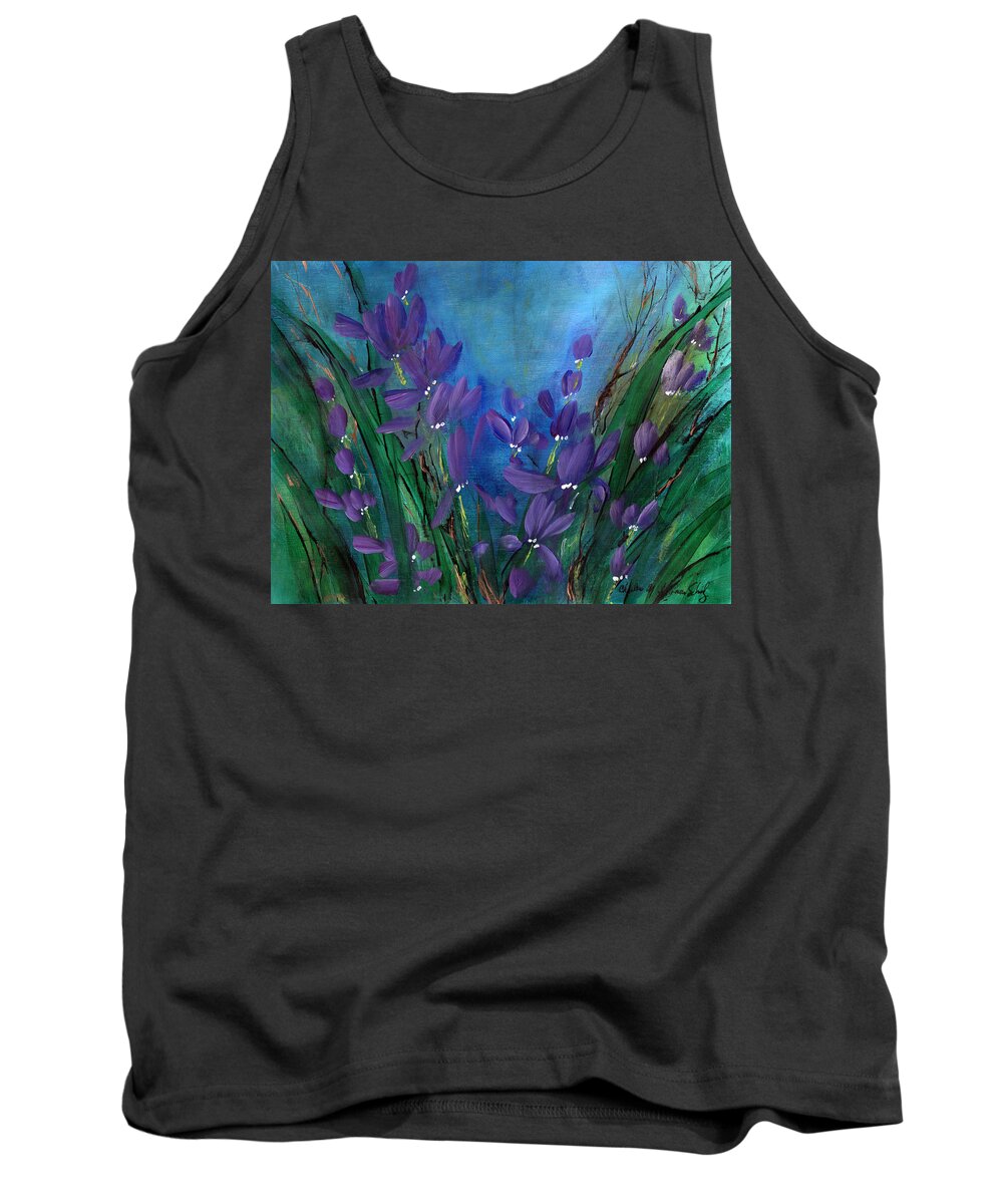 Garden Tank Top featuring the painting Imaginary Garden - Dancing Orchids by Charlene Fuhrman-Schulz