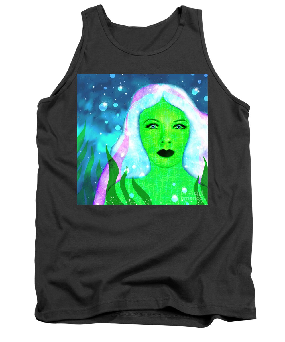 Mermaid Tank Top featuring the mixed media In The Deep by Diamante Lavendar