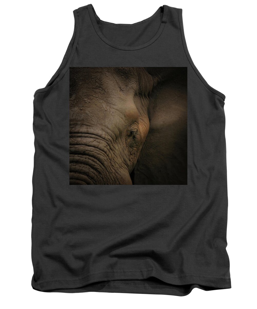 Elephant Portrait Tank Top featuring the photograph In the Face of Danger by Rebecca Herranen