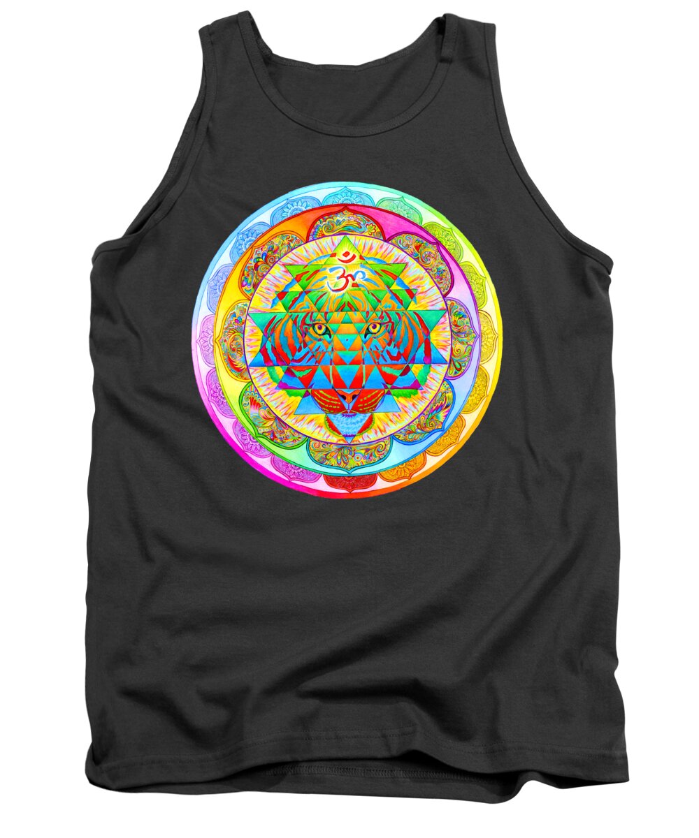 Psychedelic Tank Top featuring the drawing Inner Strength by Rebecca Wang