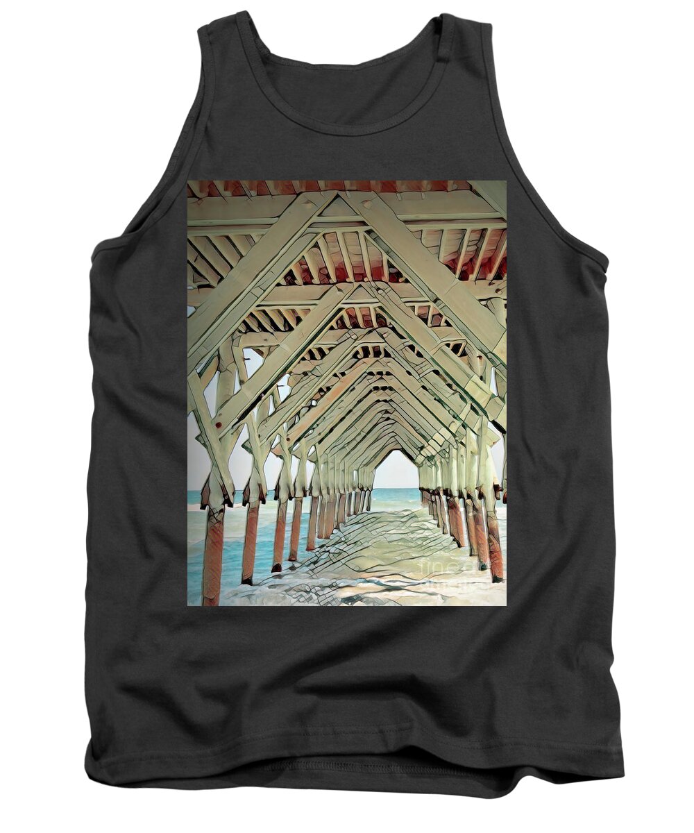 Pier Tank Top featuring the photograph Invitation to the Unknown Under the Pier by Roberta Byram
