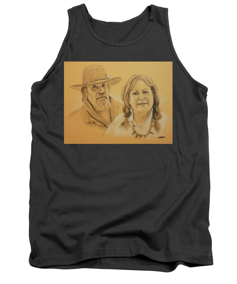 Couple Tank Top featuring the drawing Jeff and Teri by Todd Cooper