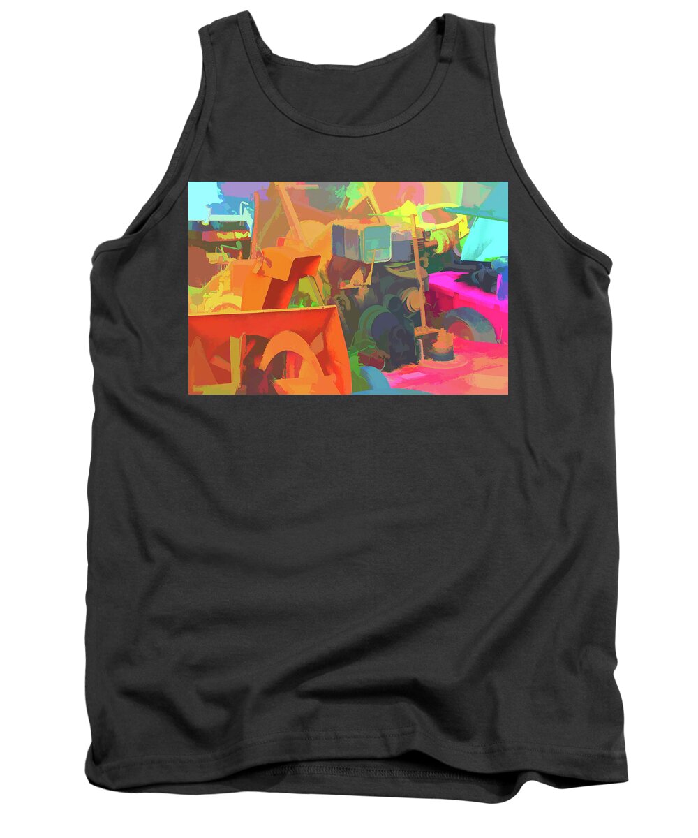 Old Machinery Tank Top featuring the digital art Junk Jumble by Steve Ladner