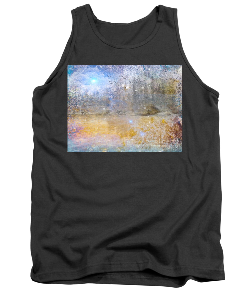 Orcas Island Tank Top featuring the digital art Lakeside in Winter by William Wyckoff