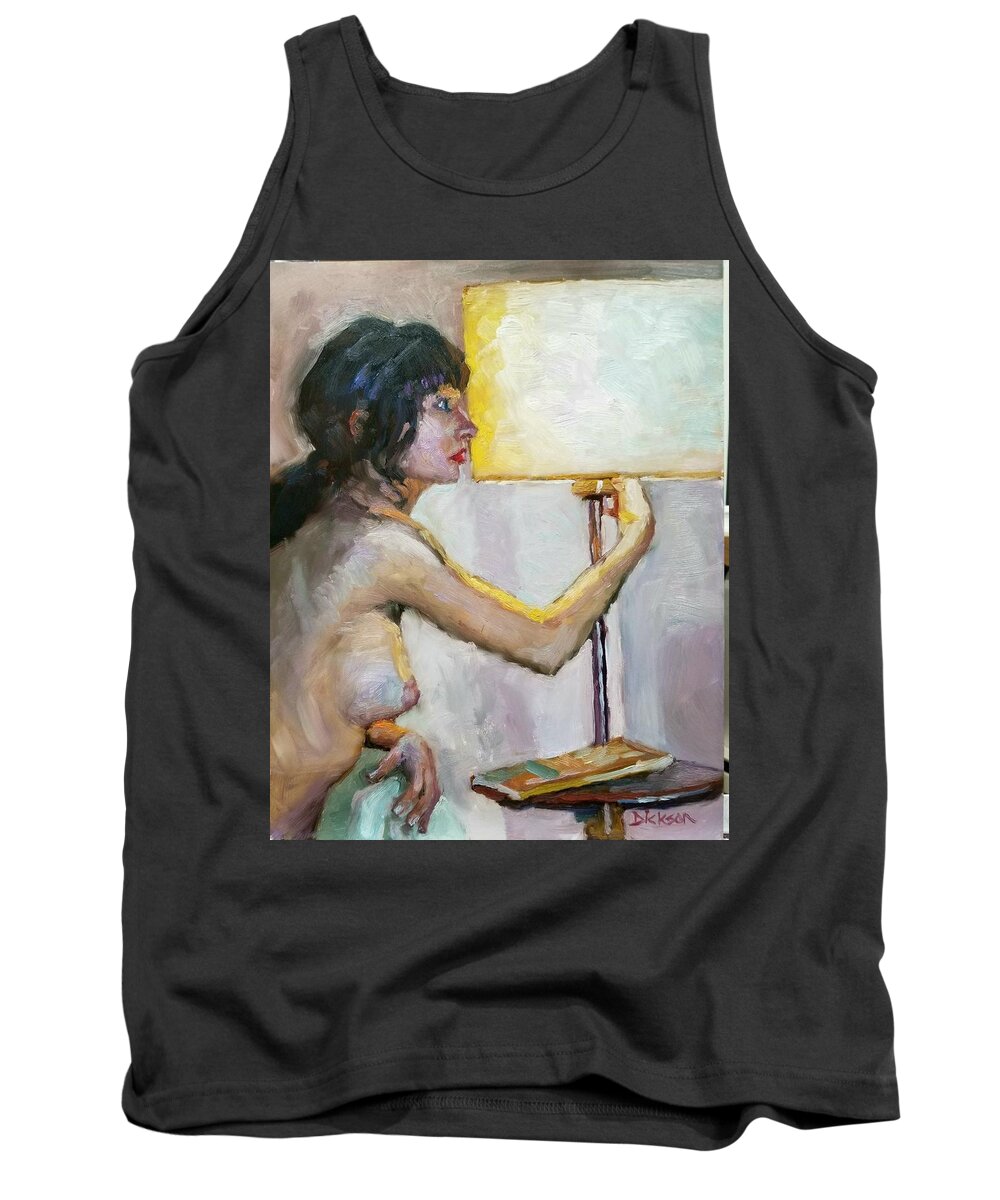 Nude Tank Top featuring the painting Lamp lighting by Jeff Dickson