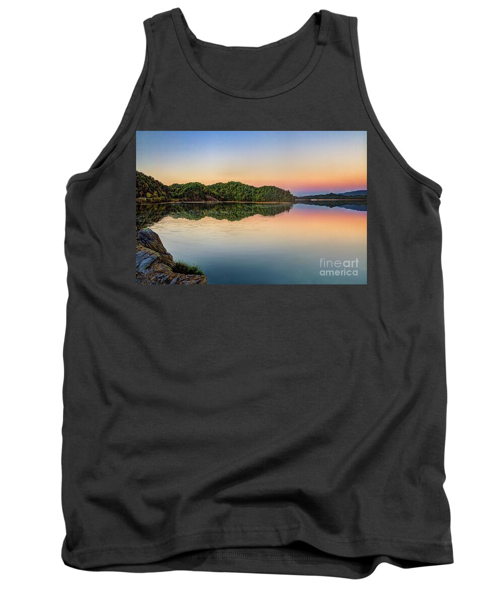 Sunset Tank Top featuring the photograph Late Evening at South Holston by Shelia Hunt