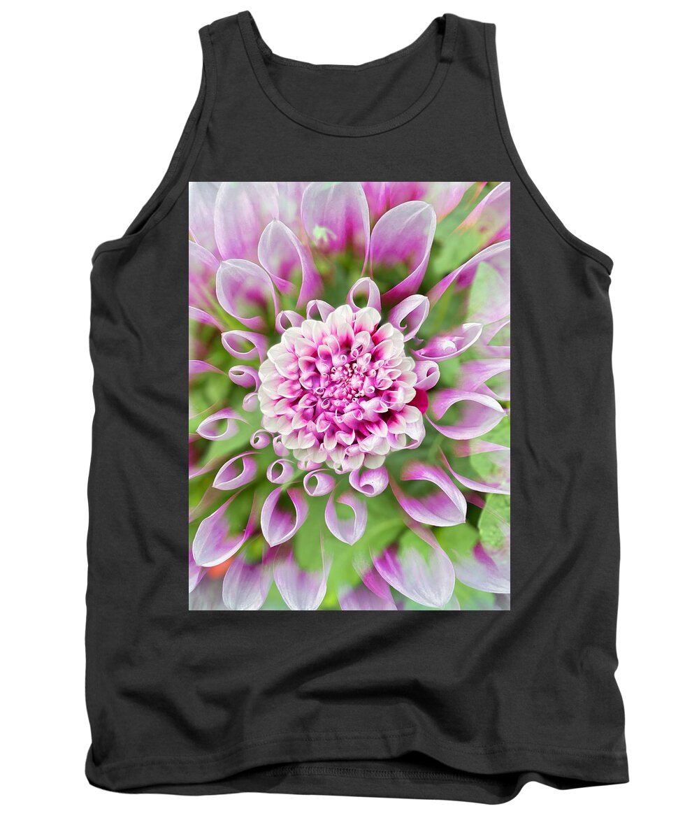 Dahlia Tank Top featuring the photograph Lavender and White Dahlia by Jerry Abbott