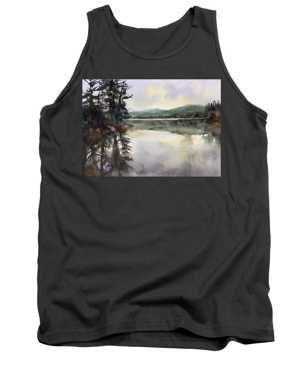 Landscape Tank Top featuring the painting Lavender Sky by Judith Levins