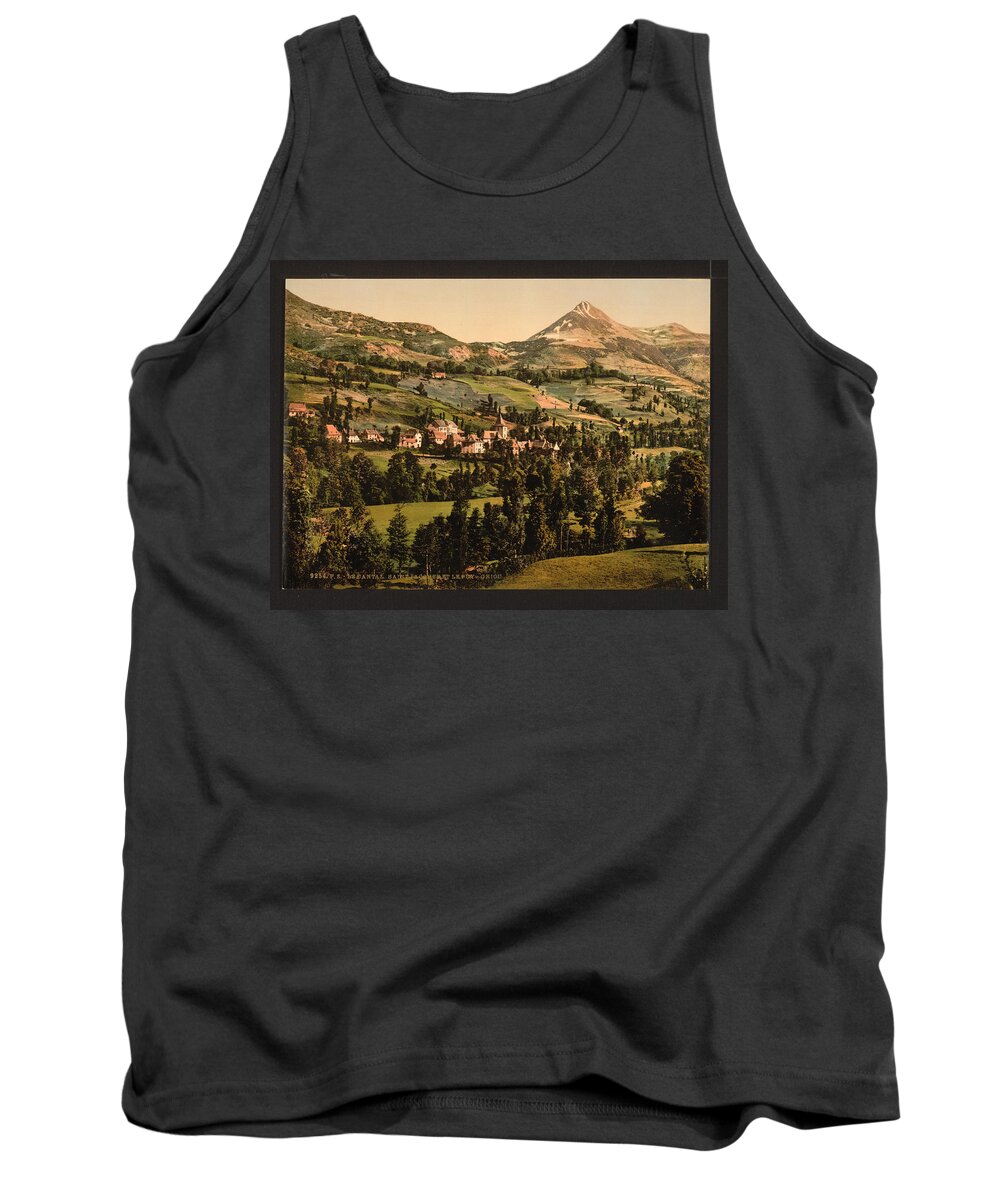 Lapwing On Tree Stumple Cantal St Jacques And The Puy Griou Auvergne Mountains France Tank Top featuring the painting Le Cantal St Jacques And The Puy Griou Auvergne Mountains France by MotionAge Designs