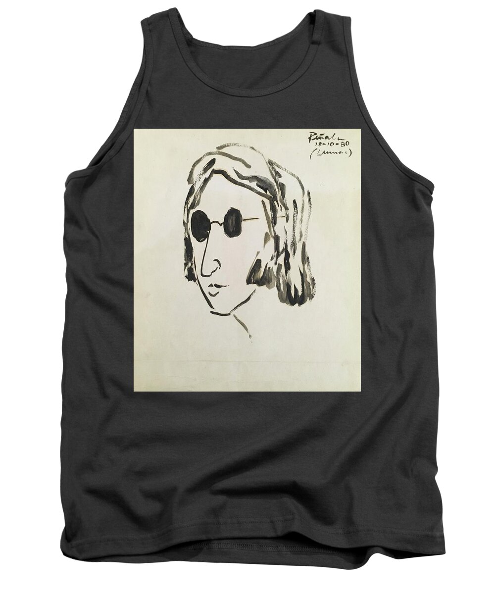 Ricardosart37 Tank Top featuring the painting Lennon 12-10-80 by Ricardo Penalver deceased