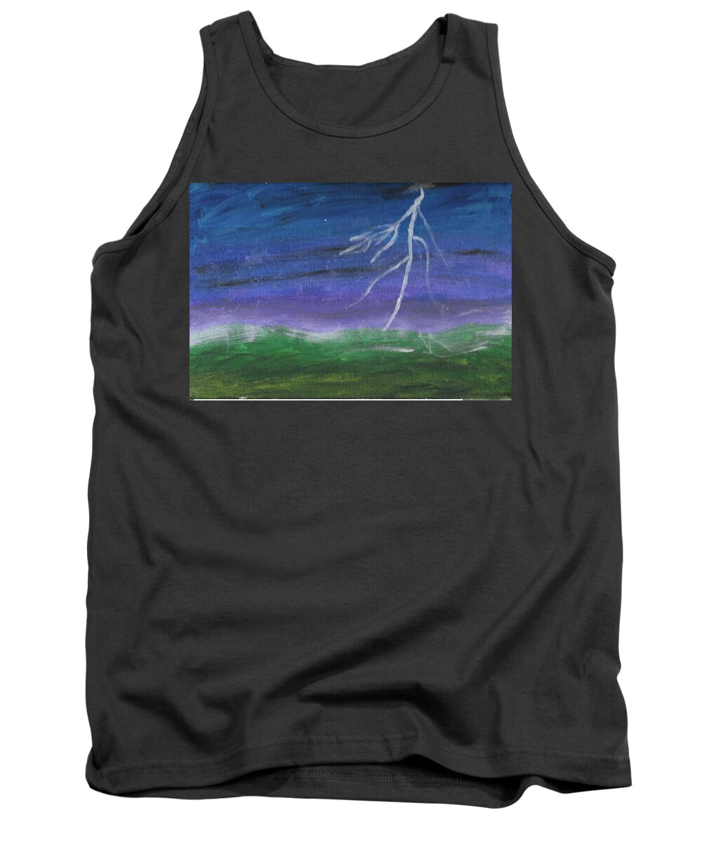 Acrylics Tank Top featuring the painting Lightening Over the Ocean by Michele Wilson