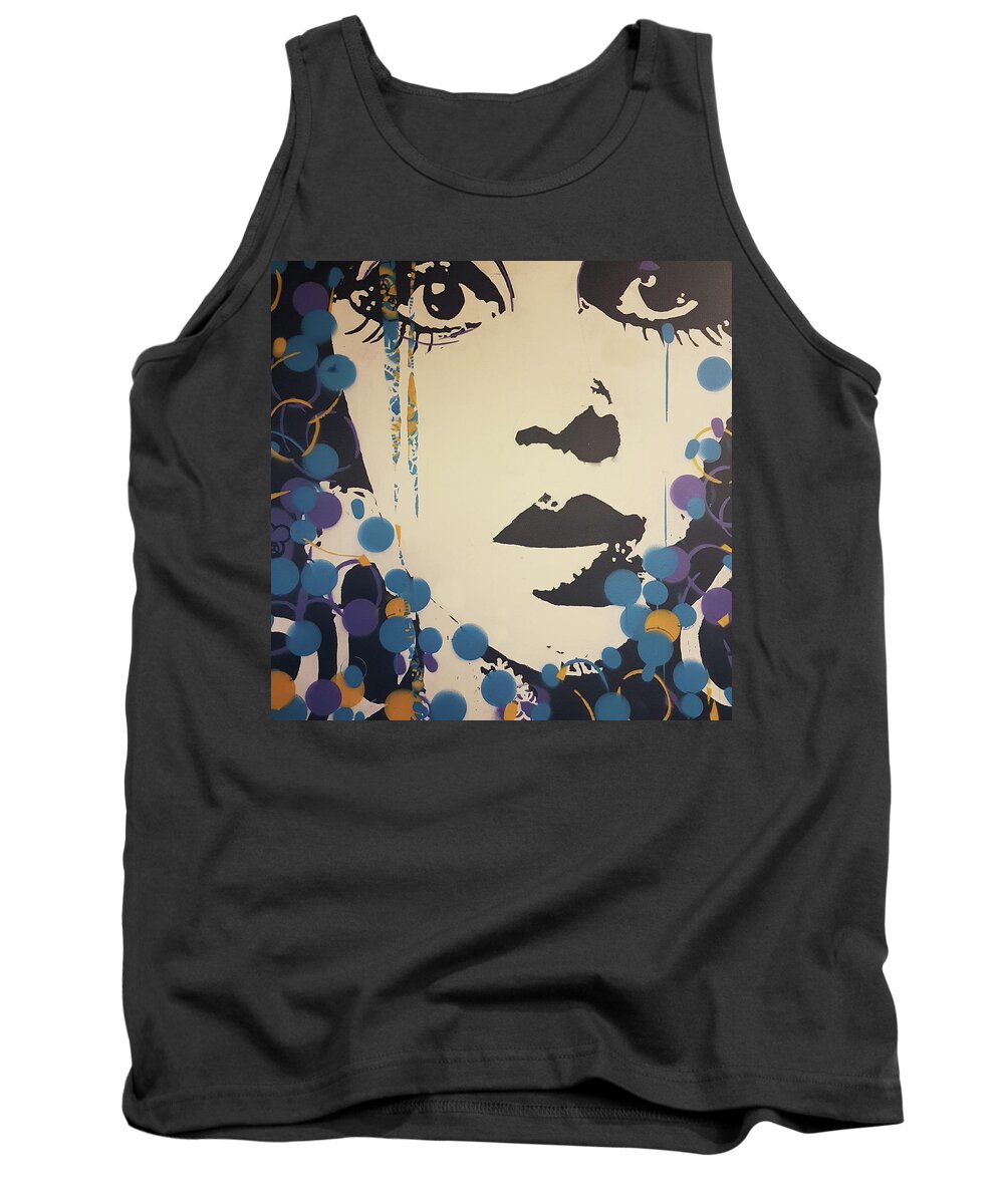 Linda Ronstadt Tank Top featuring the painting Linda Ronstadt - Blue Bayou by Paul Lovering