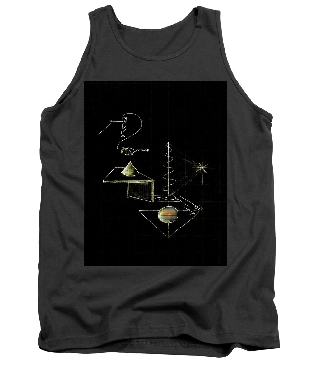 Sacred Tank Top featuring the drawing Linguistic Materialization by Raymond Fernandez