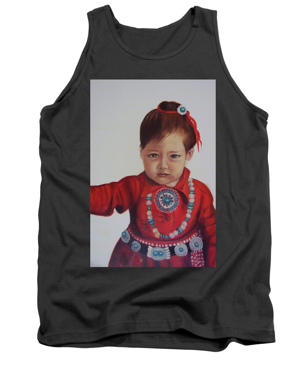 Indians Tank Top featuring the painting Little Indian Girl by Joni McPherson