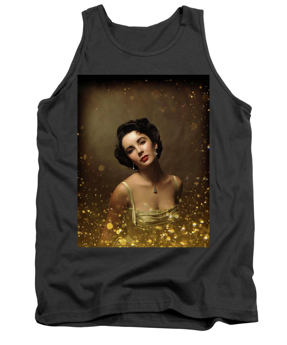 Famous Hollywood Female Tank Top featuring the digital art Liz Taylor by Gayle Price Thomas