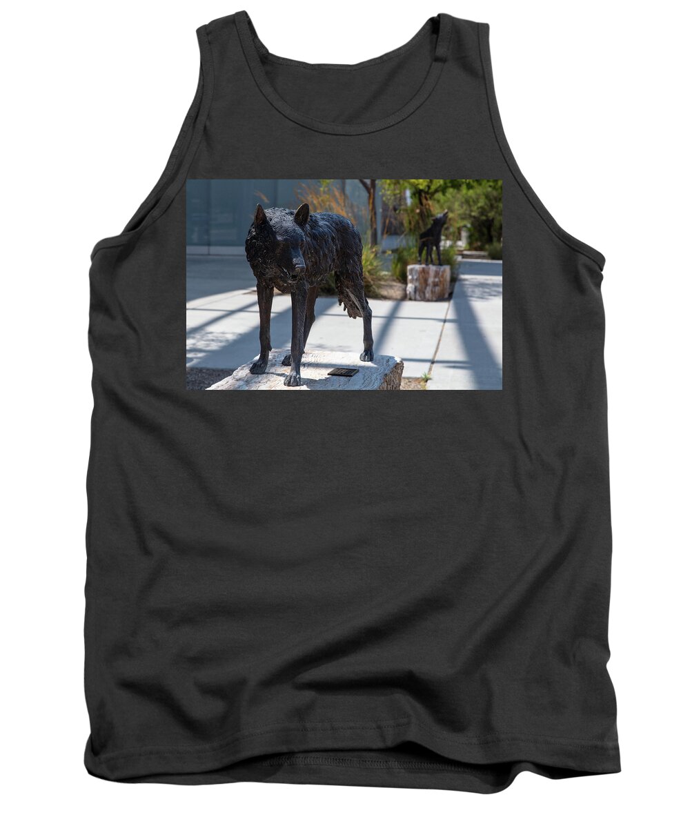 New Mexico Tank Top featuring the photograph Lobo statue on the campus of the University of New Mexico by Eldon McGraw
