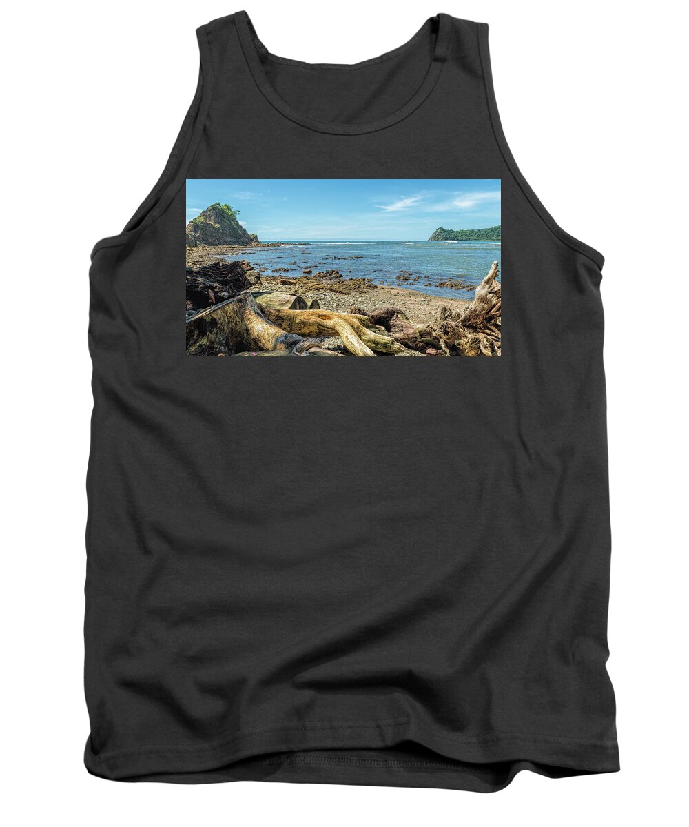 Central America Tank Top featuring the photograph Logs and stumps washed up on Bella Vista beach - Samara by Henri Leduc