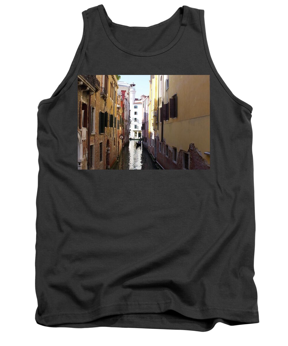 Gondola Tank Top featuring the photograph Lonely waterway in Venice by Yvonne M Smith