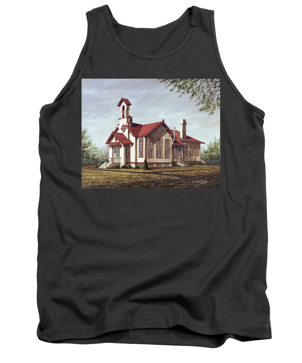Architectural Landscape Tank Top featuring the painting Longview Chapel, Longview Farm by George Lightfoot